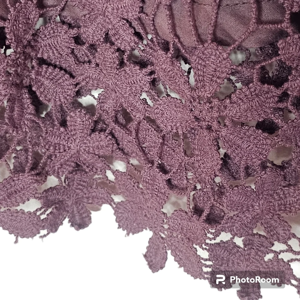 Hazel women's brown long-sleeved crochet overlay designed top size M